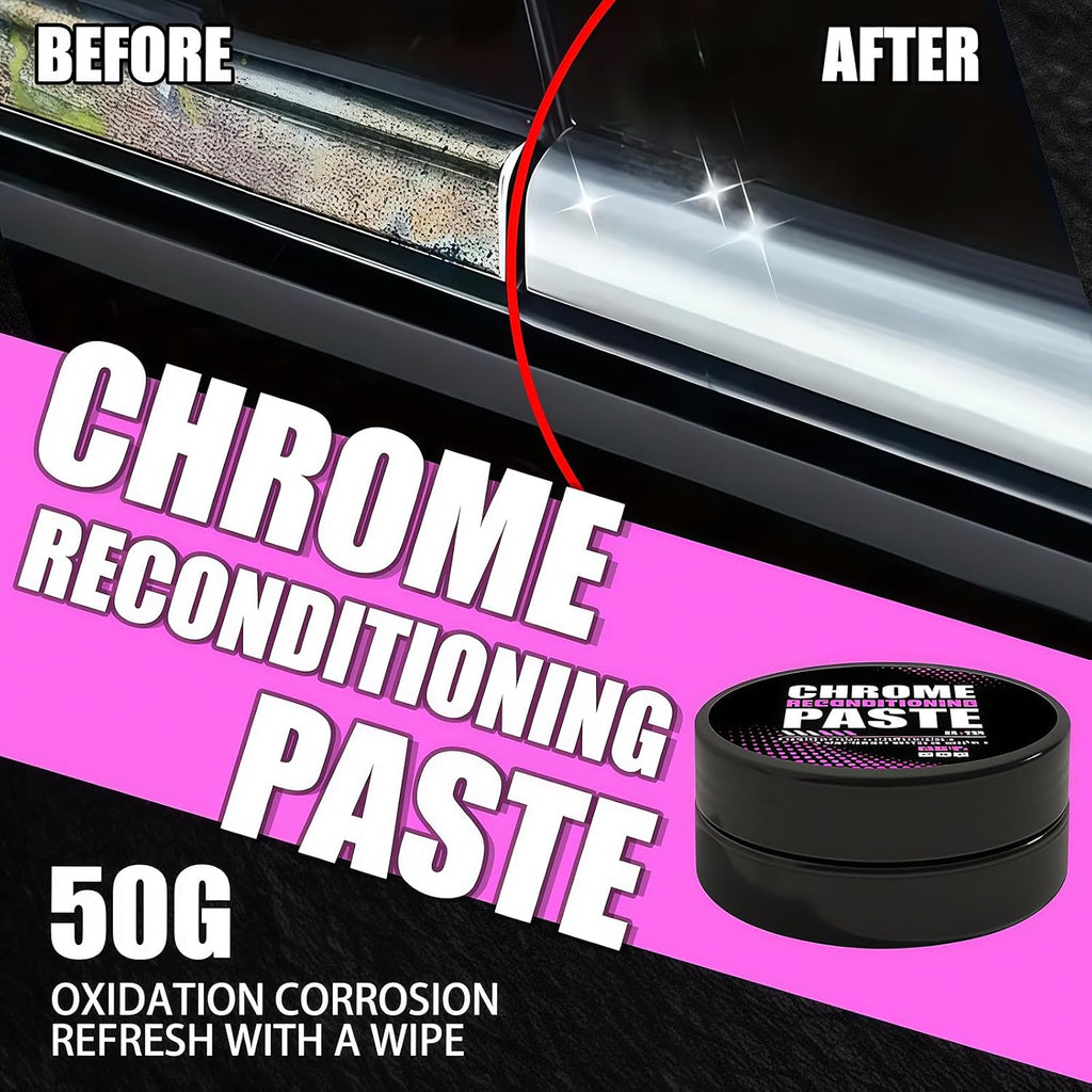 Round Jar Metal Care 50g, Chrome Reconditioning Polish for Controlled Home and Garage Application Workflows Metal Polishing Chrome Care Reconditioning Compound Round Jar Polish Garage Home