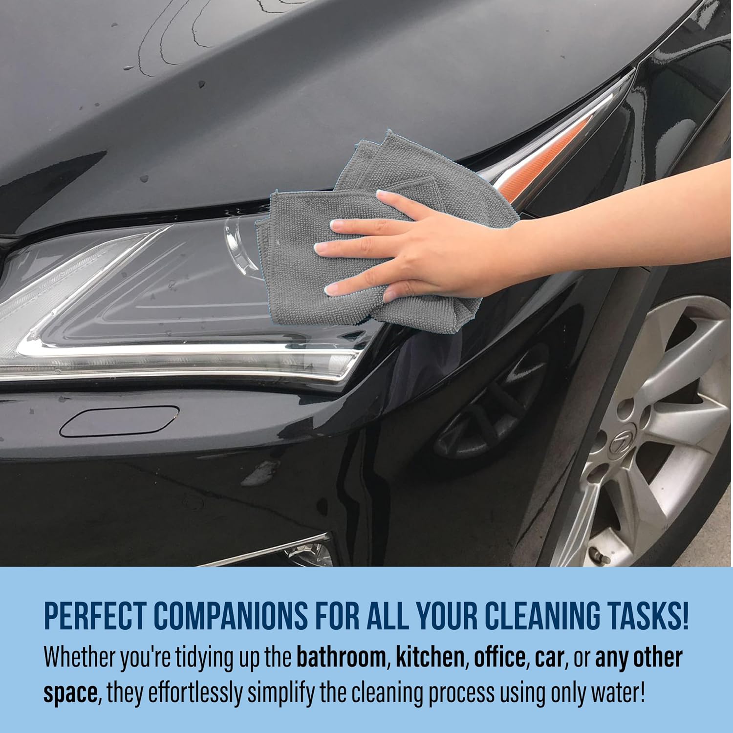 GREEN LIFESTYLE Microfiber Cleaning Cloth 11.5" x 11.5" 150 Pack - Edgeless Microfiber Towels for Cars, Cleaning Rags, Lint Free Car Microfiber Towel, Reusable Cleaning Cloths for House, Garage (Grey)