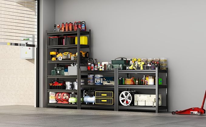 Adjustable 6-Tier Garage Shelving, Heavy Duty Steel Storage Rack, High Load - Image 2