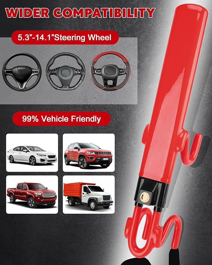 Tevlaphee Steering Wheel Lock Anti-Theft Car Device Heavy Duty Security Car - Image 4
