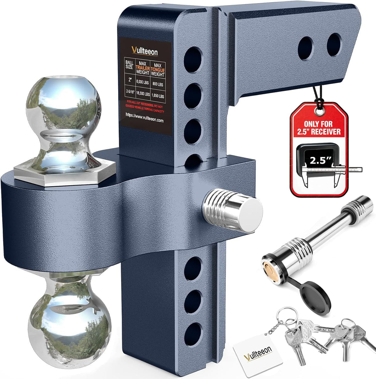 drop hitch (for 2.5 inch receiver), 8in adjustable, main product view