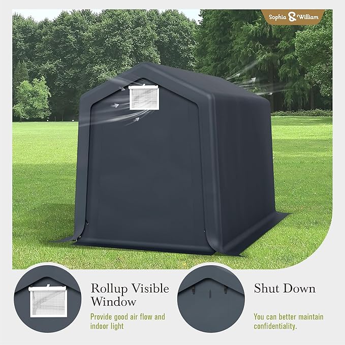 Sophia & William Outdoor Storage Shed Carport 6x10 ft Heavy Duty, Portable - Image 8