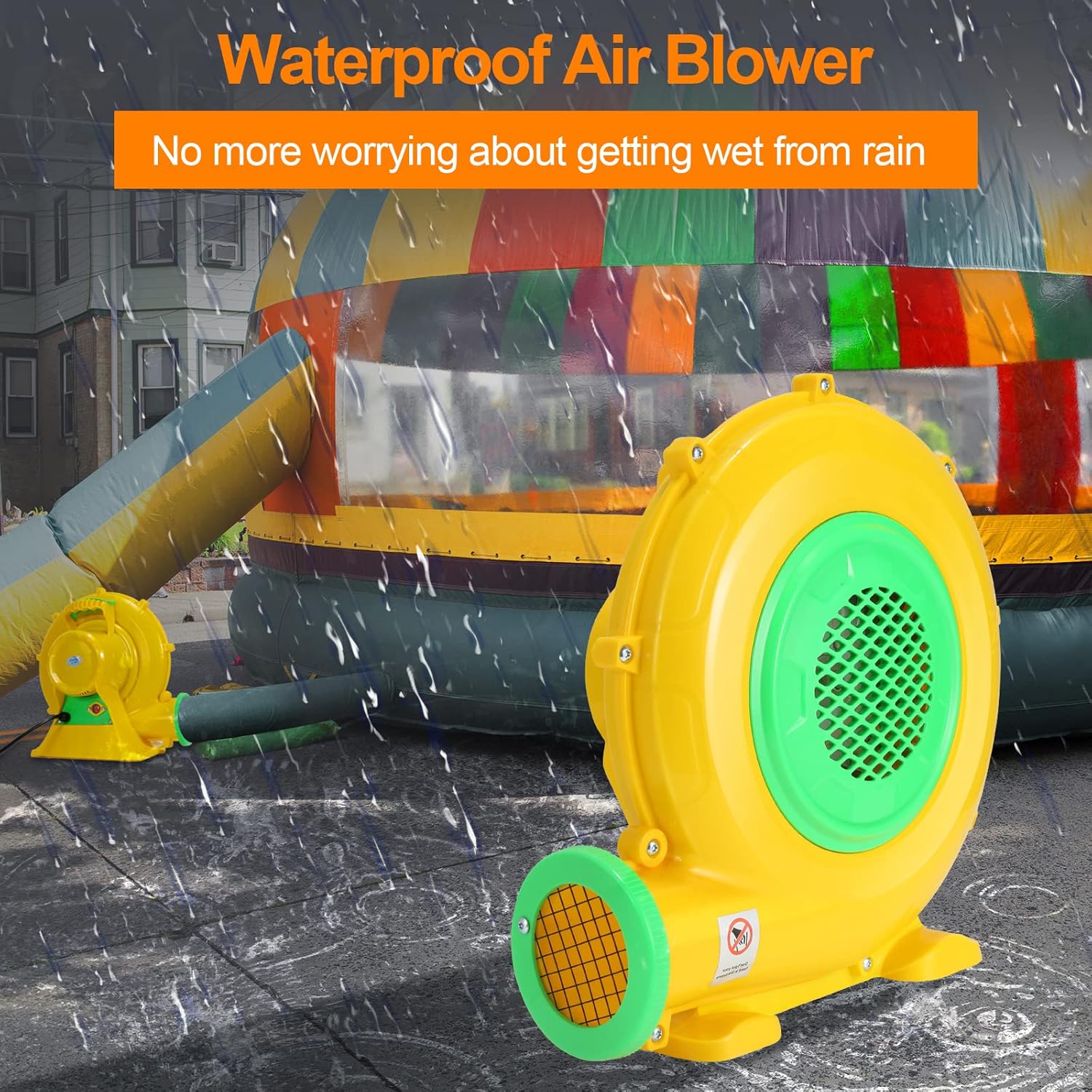 Bounce House Blower, 550W/0.73HP Commercial Air Blower with Double-Sided Fan Blade Design, Strong Wind and Great Heat Dissipation Properties for Bouncy Castle, Jump Slides, Arch, Inflatables