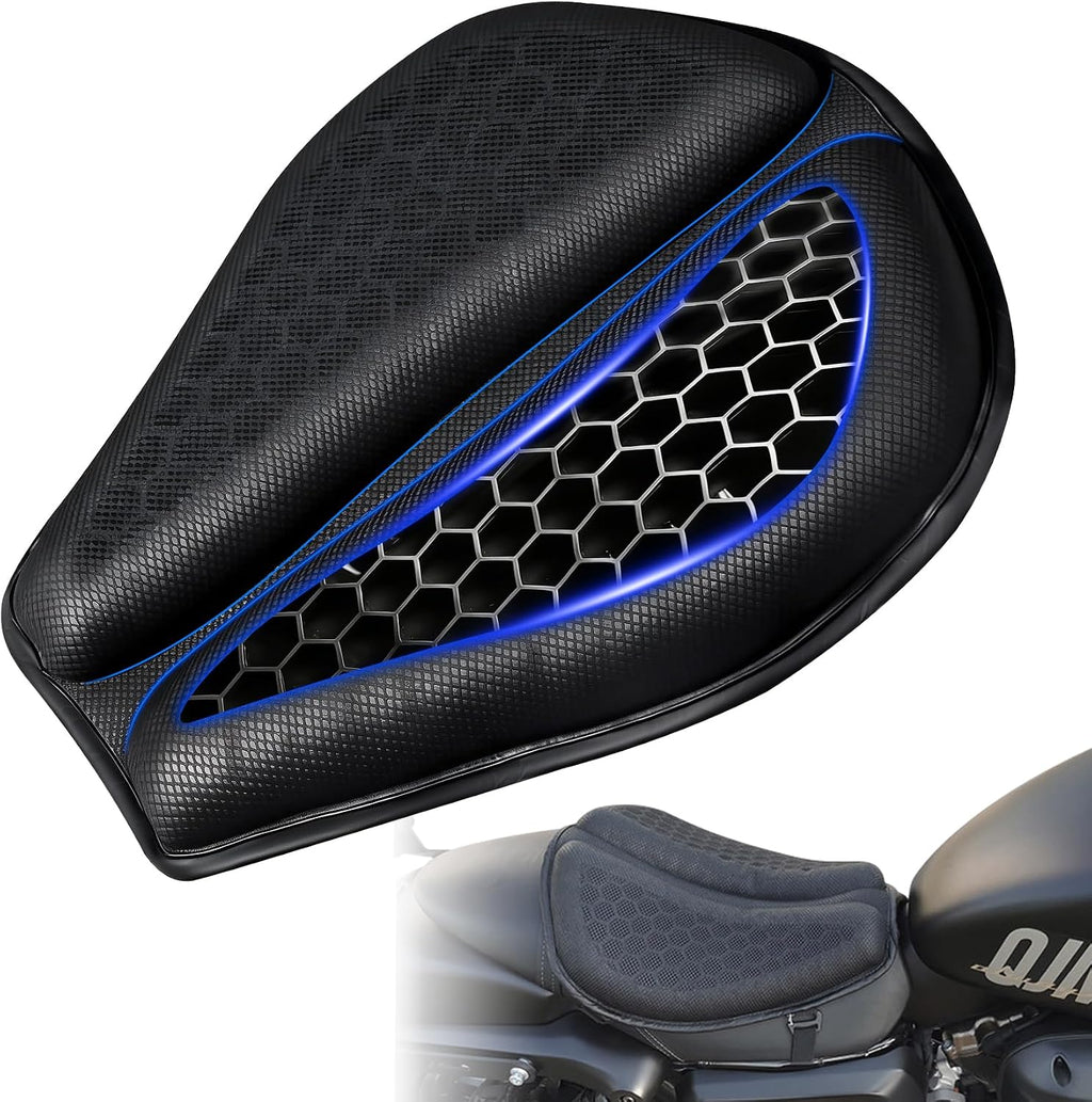 Motorcycle Gel Seat Cushion - Foldable Soft Pressure Relief Pad with Petal Ergonomic Design & 3D Honeycomb Breathable Structure, Cool & Comfortable for Long Rides (Black)