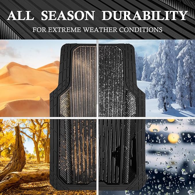 CAR PASS Heavy Duty Rubber Car Mats Metallic, Aluminum Film All Weather Floor - Image 3