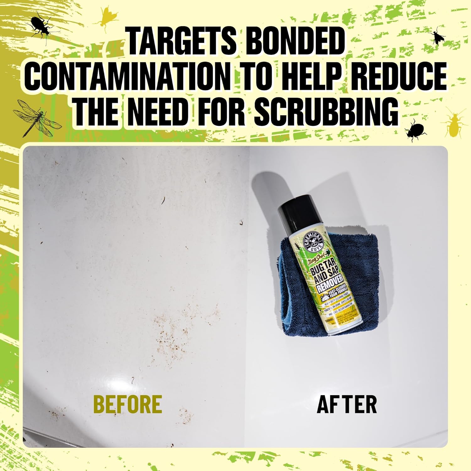Chemical Guys Bug, Sap & Tar Remover, Fast Acting Pre Wash Cleaner for Cars, Trucks & SUVs, Removes Stuck On Residue, Road Film, Bug Splatter, Tree Sap, Grime, Spray, 2 Pack - 15 Fl Oz Each