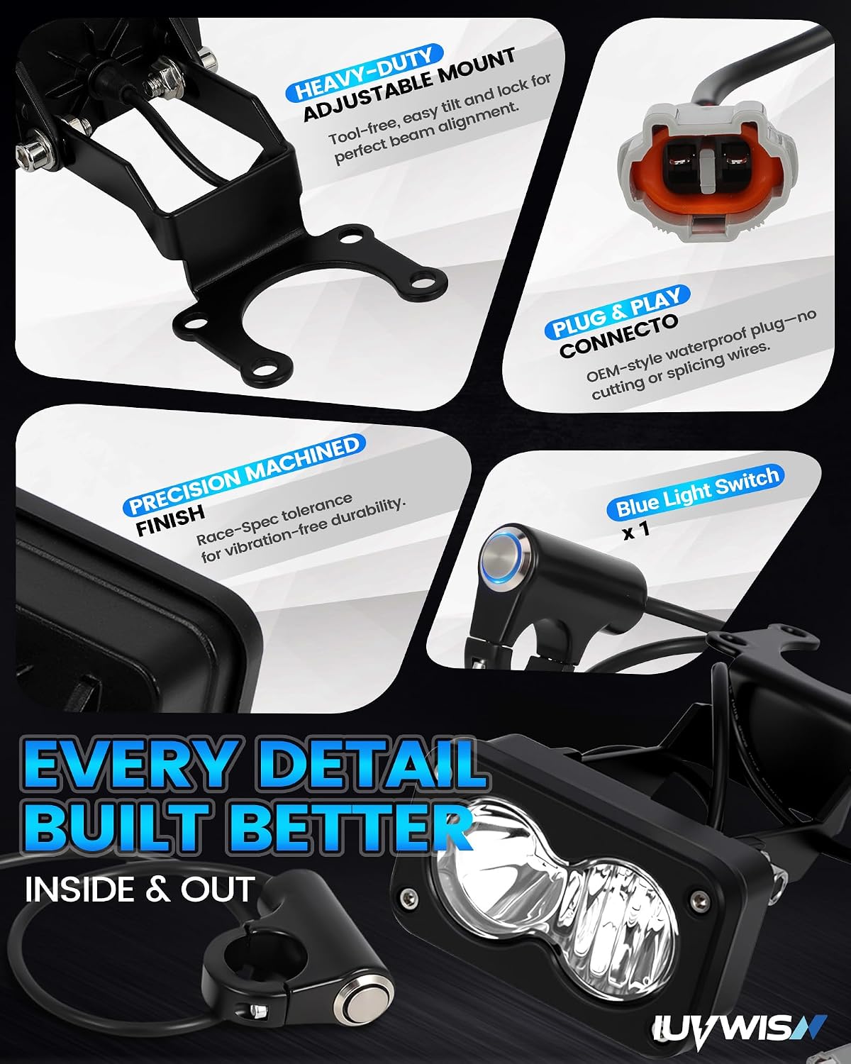 Headlight Kit 6000-6500K Led Light Bar with Switch for Surron Sur Ron Eride E Ride Pro S SS X260 Spot Flood Combo Dirt Bike Light Motorcycle Front Headlamp Clear White