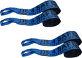 Mega Cargo Control 4" Flatbed Winch Straps with Loop Ends - 5,400 Lbs WLL Heavy Duty Tie Downs (4 Pack) 30' Long Blue Webbing