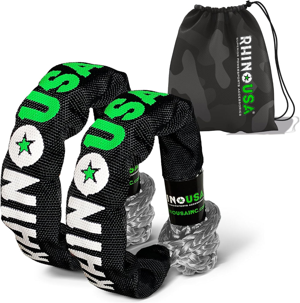 Rhino USA Synthetic Soft Shackle Rope (2-Pack) - 1/2 Inch x 22 Inch (44,050lb Min Break Strength) Offroad Soft Shackle Recovery Kit for Truck, UTV, ATV - Compatible with Jeep, Toyota, Ford & More!