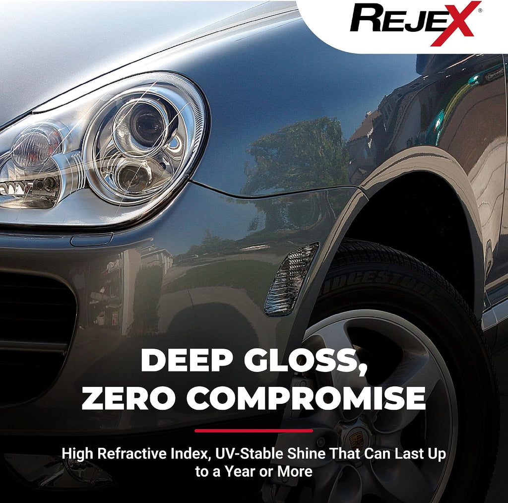 RejeX High Gloss Finish That Protects, Long-Lasting Polymer Coating for Cars, Trucks, Boats, RVs, Motorcycles, Aircraft, Glass, Painted Metal, Fiberglass, Acrylic, Gel Coat & Plastic Surface, 12 Fl Oz
