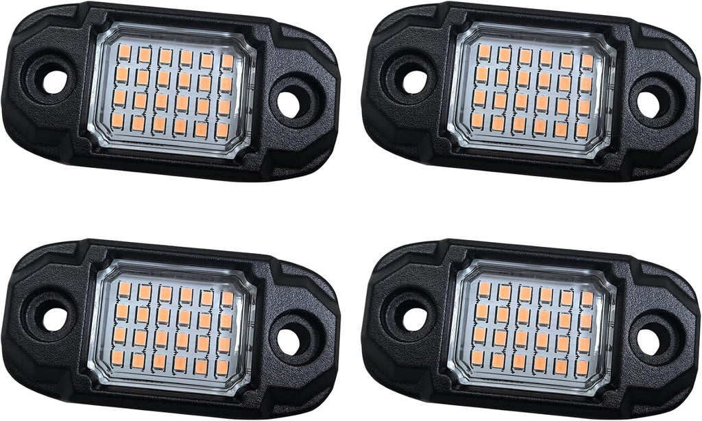 4 Pods Purple Rock Lights 24 LEDs Chips Waterproof Neon Trail Rig Lamp Underglow Light for Car Truck Motorcycle SUV ATV UTV