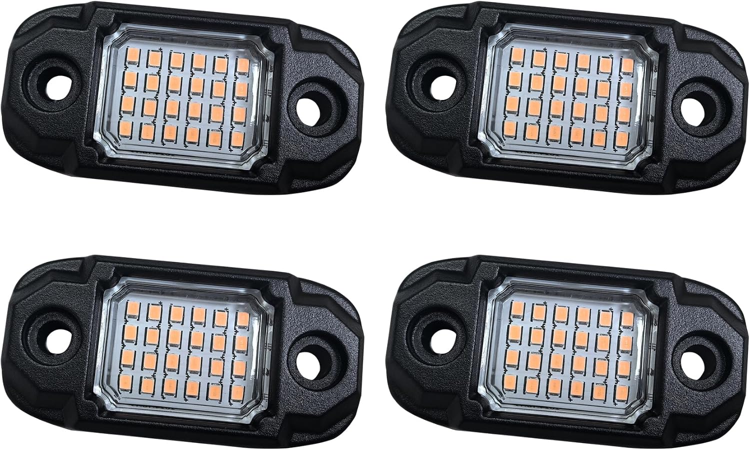 4 Pods Purple Rock Lights 24 LEDs Chips Waterproof Neon Trail Rig Lamp Underglow Light for Car Truck Motorcycle SUV ATV UTV