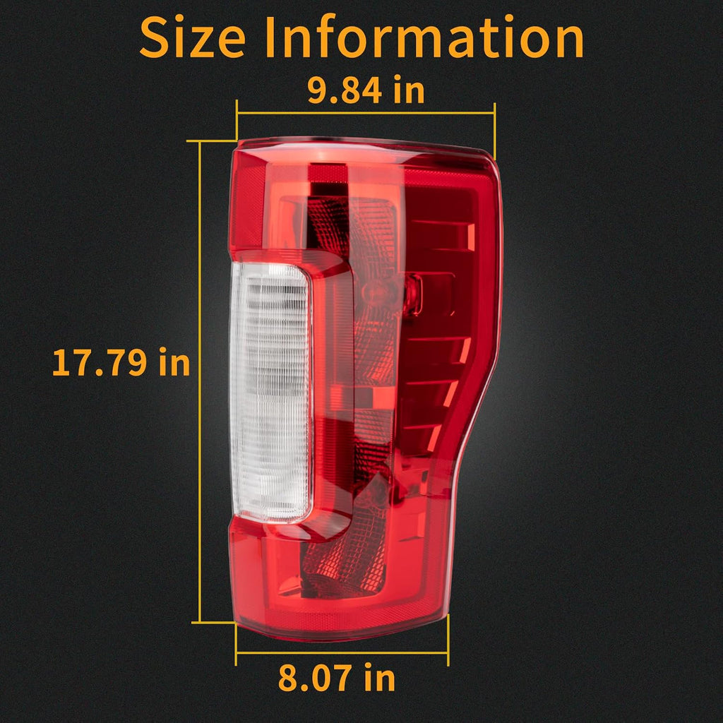 Right Passenger Side Rear Tail Light Assembly Compatible With 2017-2019 Ford F-250 F-350 Super Duty Tail Light Rear Brake Lamps Replacement Taillights (w/o Blind Spot) (w/o LED)