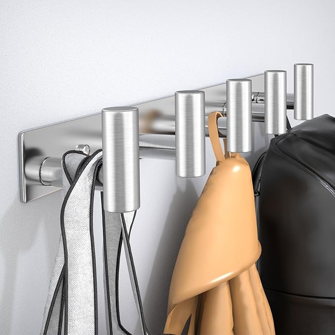 Wall Mounted Coat Rack-5 Hooks, Heavy Duty Stainless Steel Hook Rail - Image 5