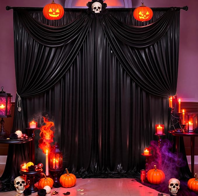 20ftx10ft Black Sequin Backdrop Curtain for Parties, Wrinkle Free Thick Glitt...