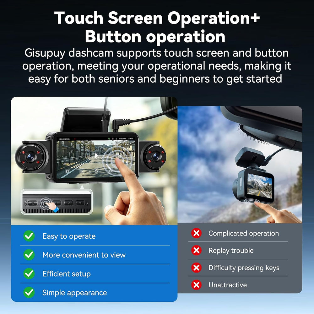 5'' Extra Large 4K Dash Cam Front Rear Left Right, 360° 4 Channel Das...