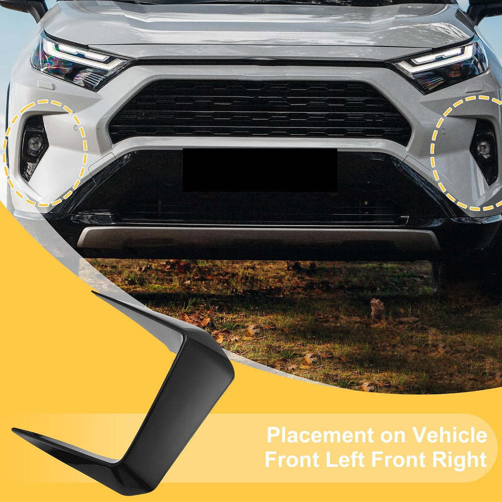 ACROPIX Front Left Front Right Fog Light Cover Trim for Toyota RAV4 2019-2025 Fog Lamp Frame Cover for Toyota RAV4 Fog Light Cover Decals Gloss Black 1 Pair