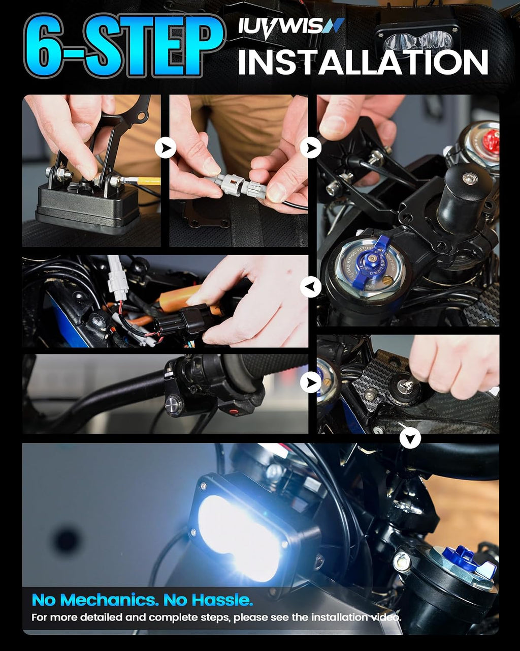 Headlight Kit 6000-6500K Led Light Bar with Switch for Surron Sur Ron Eride E Ride Pro S SS X260 Spot Flood Combo Dirt Bike Light Motorcycle Front Headlamp Clear White