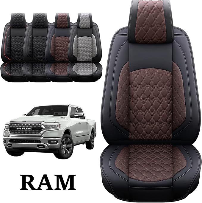 JOJOBAY Car Seat Covers for Dodge Ram 2 Pcs Front, Fit Ram 2009-2025 - Image 3