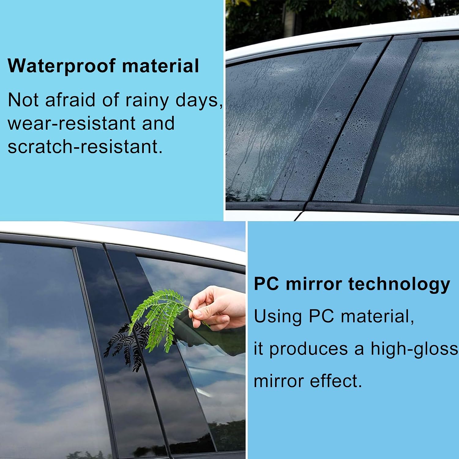 B Pillar Trim Fit for Chevrolet Impala 2020 2019 2018 2017 2016 2015 2014 Car Door Window Pillar C-Pillar Trim Anti-Scratch 6 pcs - Bright Black