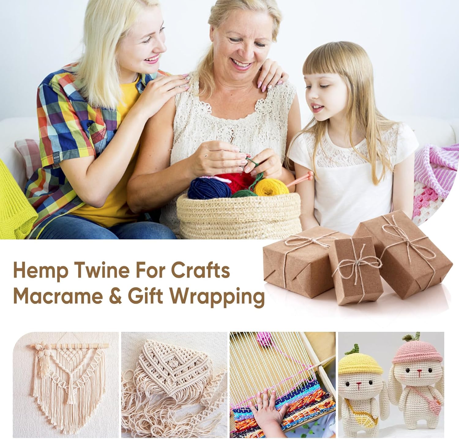 [NS HEMP] 100% Hemp Cord Craft Twine, 1mm Macrame Cord 430 Feet, Hemp String Twine for Jewelry Making (Melanged Punky)