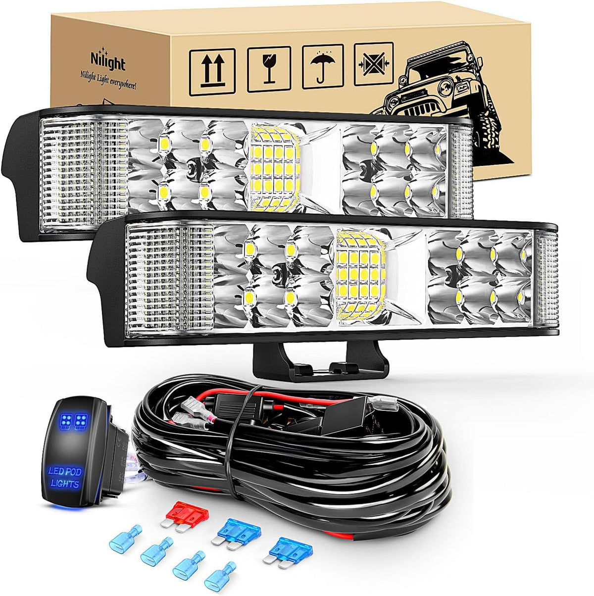nilight side shooter led lights 2pcs 6.5 inch, main product view