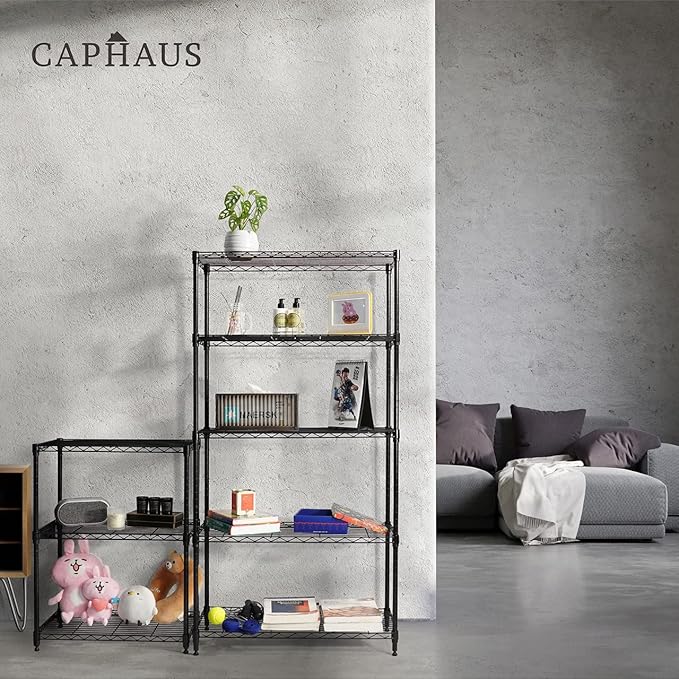 CAPHAUS 3/4/5-Tier Adjustable Height Wire Shelving Unit, Metal Steel Storage - Image 2