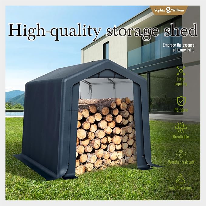 Sophia & William Outdoor Storage Shed Carport 6x10 ft Heavy Duty, Portable - Image 3