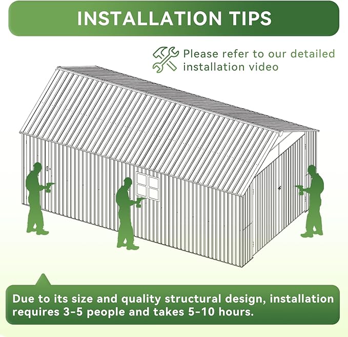 Aoxun 12x20x9.3 FT Shed Outdoor Metal Garage Shed 1700 CUFT Extra Large Storage - Image 2