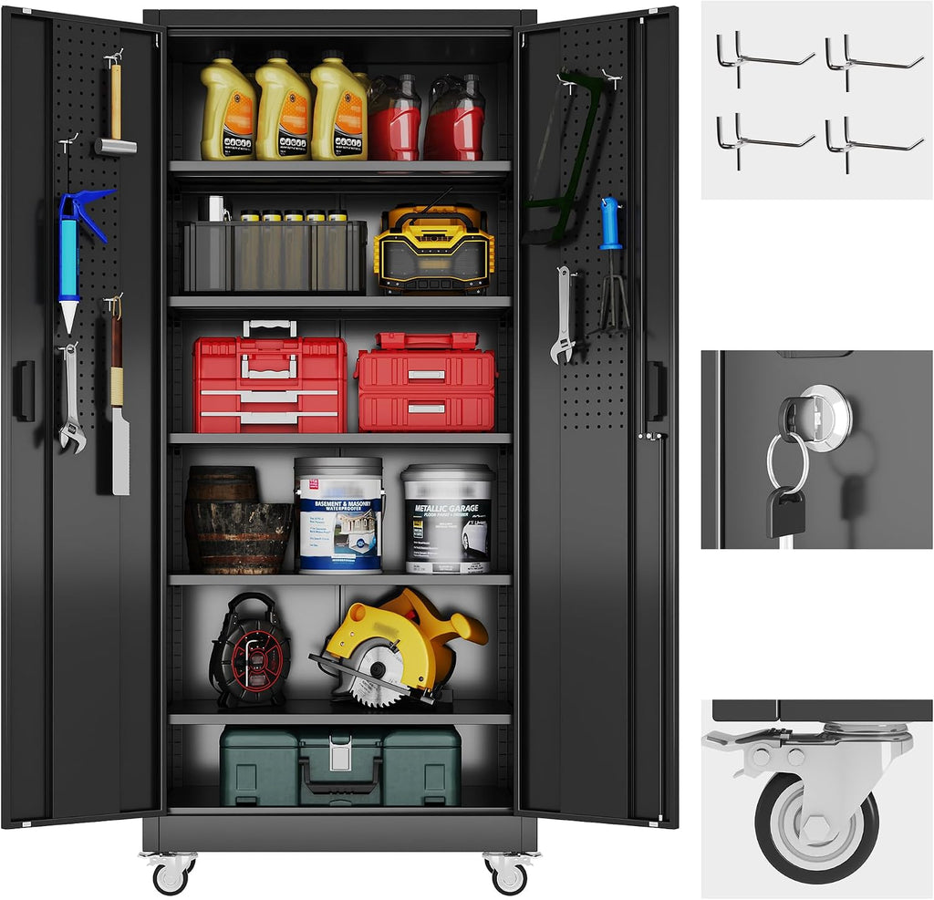 reemoon 5 adjustable 170 lb shelves, lockable doors, main product view