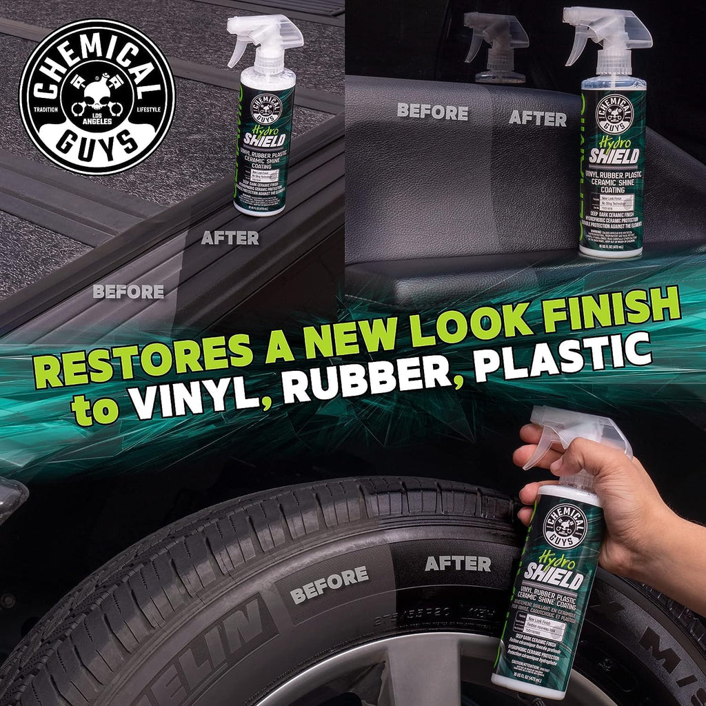 Chemical Guys HydroShield Vinyl, Rubber & Plastic Ceramic Shine Coating - Plastic Restorer for Interior & Exterior Trim, Tires & Trim - Restores Shine, Safe for Cars, Trucks & RVs, 16 fl oz