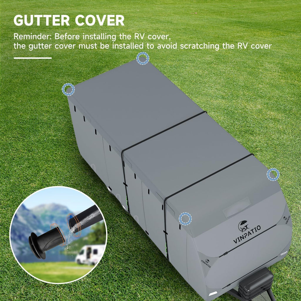 VINPATIO RV Cover 20-22ft: 7 Layers Heavy Duty RV & Trailer Cover, Travel Trailer Cover, Camper Cover, Toy Hauler Cover with Extra Windproof Straps, Tongue Jack Cover, Gutter Covers
