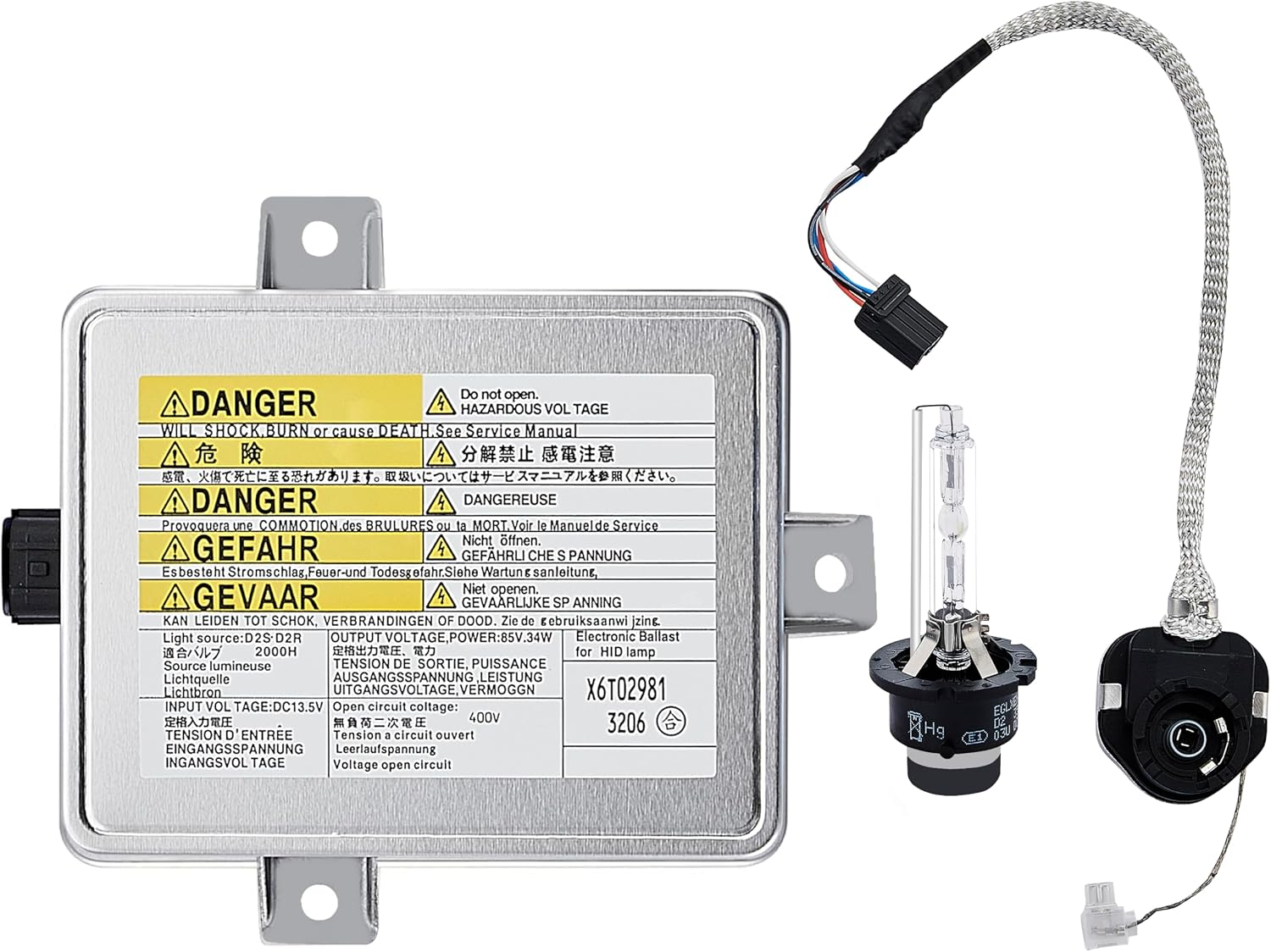 Xenon HID Headlight Ballast Unit Assembly with Igniter and D2S Bulb fit for 2002-2005 Acura TL / TSX/ TL Type-S, 2004-2006 Mazda 3, 2004-2009 Honda S2000 Replaces # W3T10471 X6T02971 X6T02981 W3T14371
