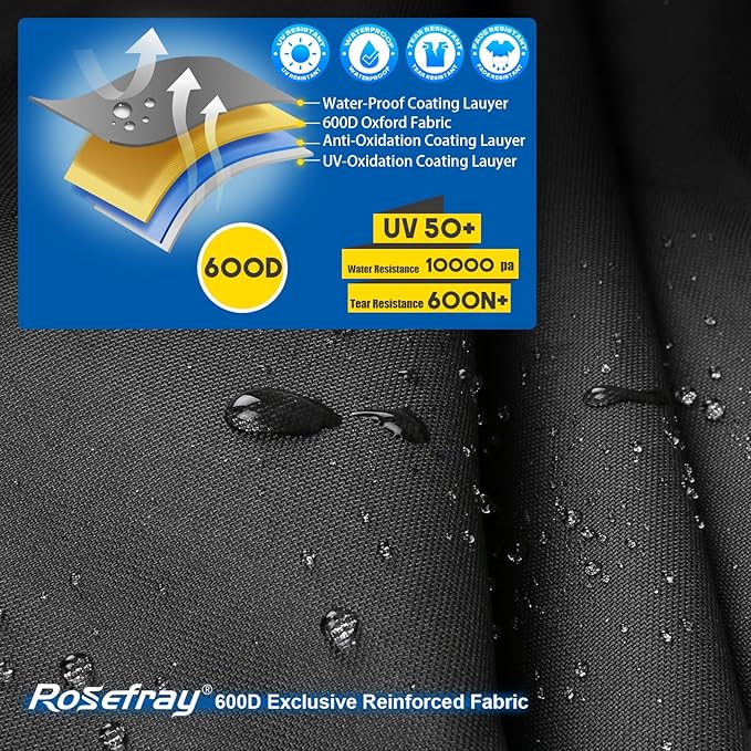Rosefray Motorcycle Cover with Side Box Heavy Duty 600D Waterproof - Image 2