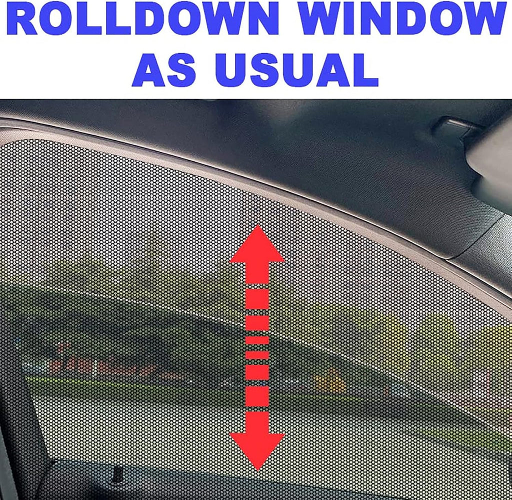 2PCS Car Window Coverings, Elastic Mesh Front Rear Side Sun Shades for UV Protection & Heat Reduction