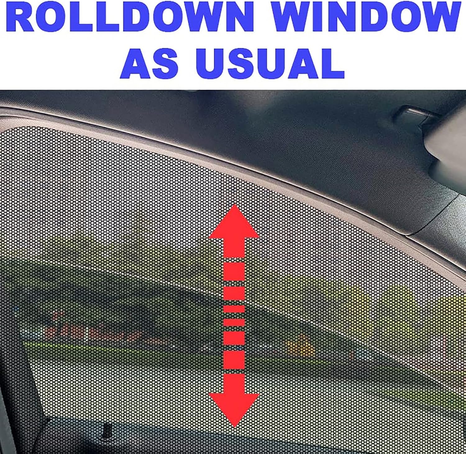 2PCS Car Window Coverings, Elastic Mesh Front Rear Side Sun Shades for UV Protection & Heat Reduction