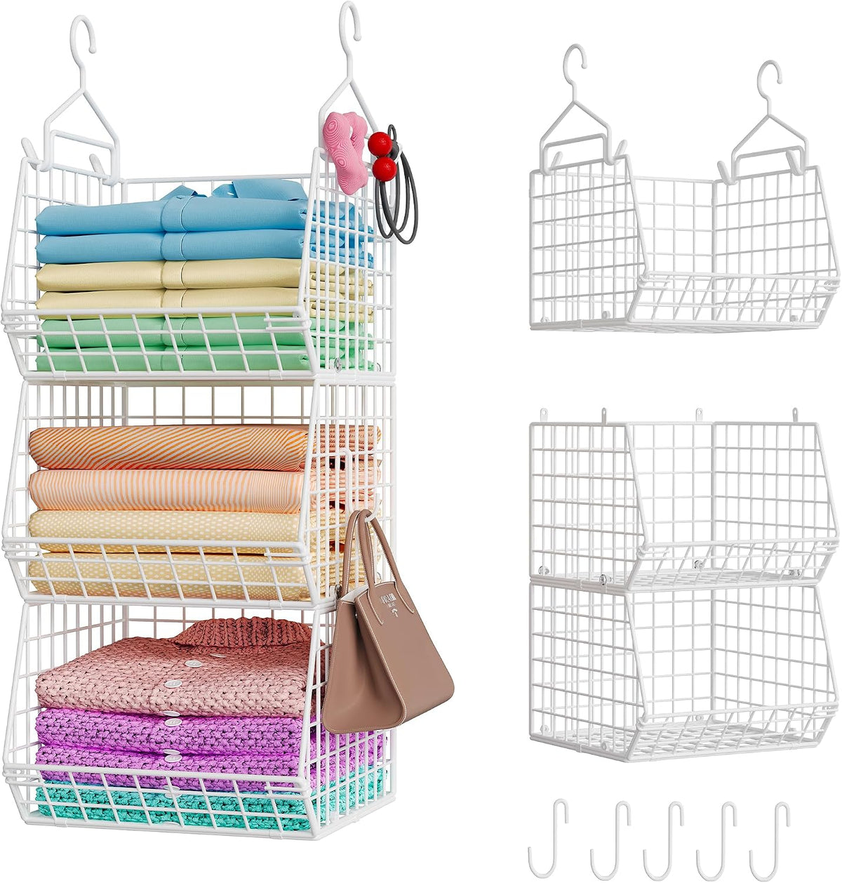 x-cosrack 3 tier foldable closet organizer, clothes shelves, main product view
