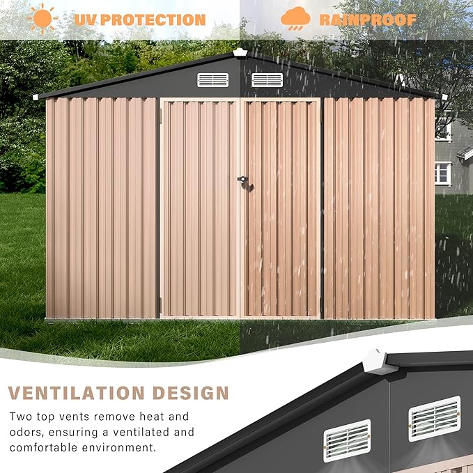 8x10 FT Metal Storage Sheds Outdoor, Metal ToolShed - Image 4