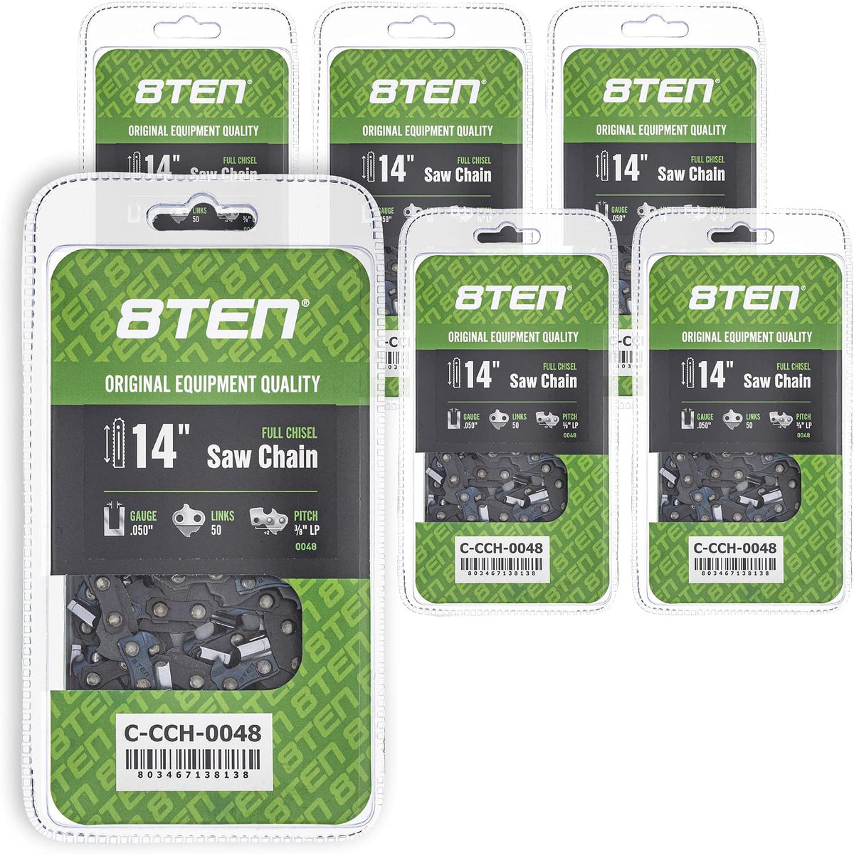 8ten full chisel chainsaw chain 14" bar .050, main product view