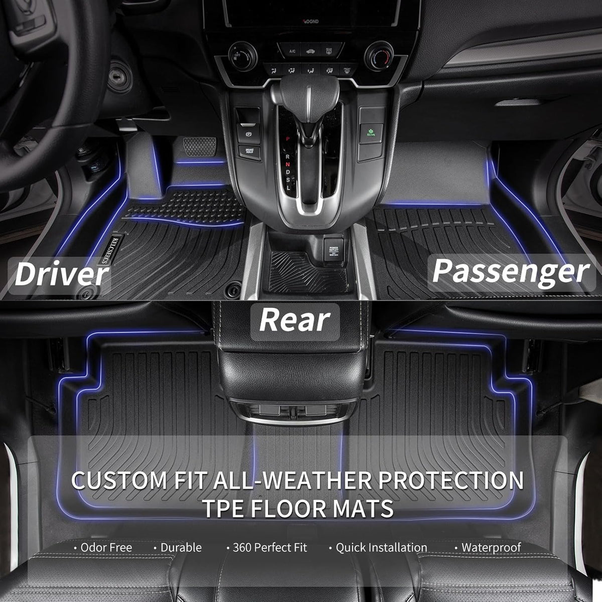 kelcseecs floor mats for nissan leaf 2026 s shown in use