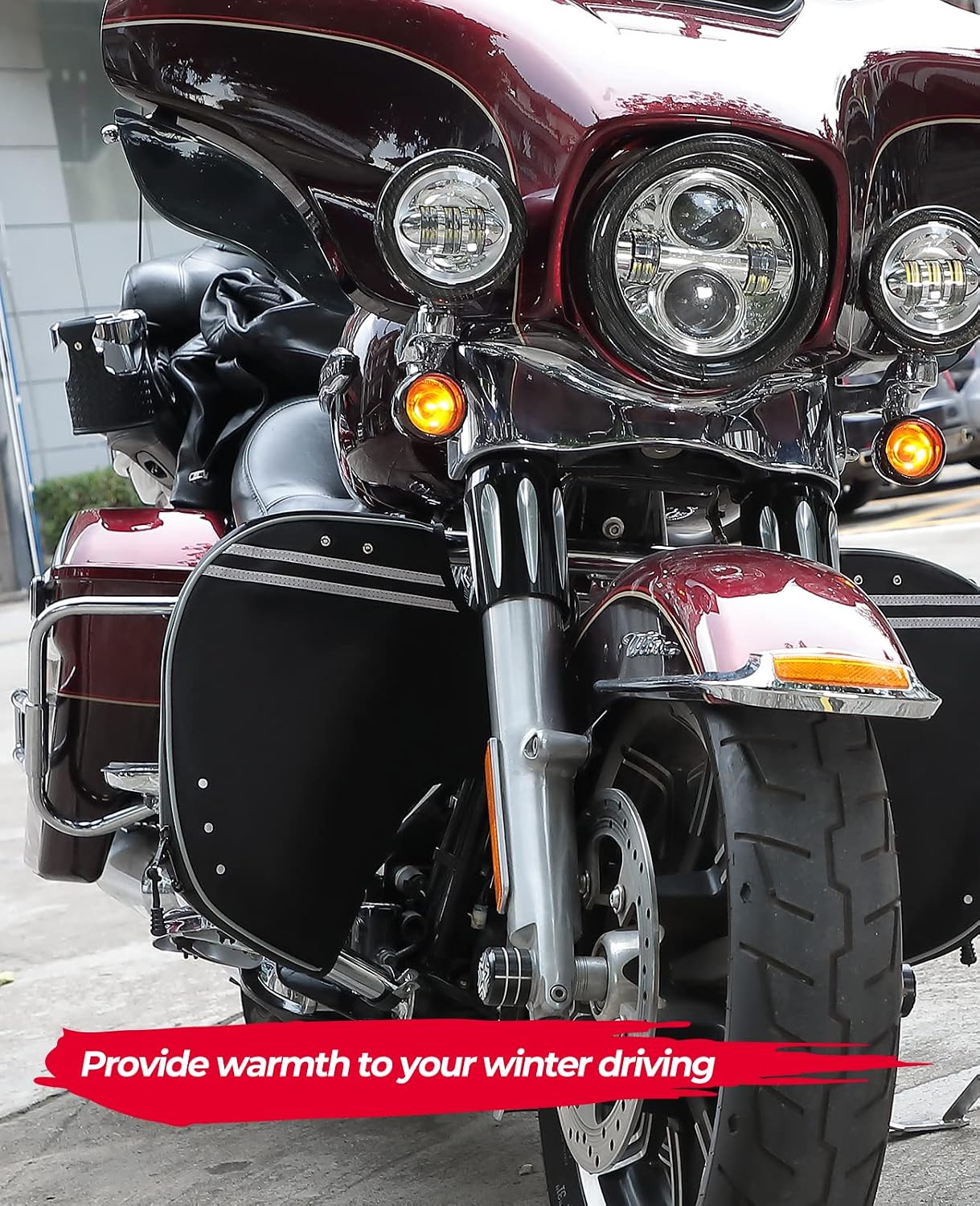 KEMIMOTO Soft Lowers Chaps Highway Crash Bar Covers Motorcycle Leg Warmers Compatible with Touring Road King Road Glide Electra Glide and Trike Models After 1980-2024 2025