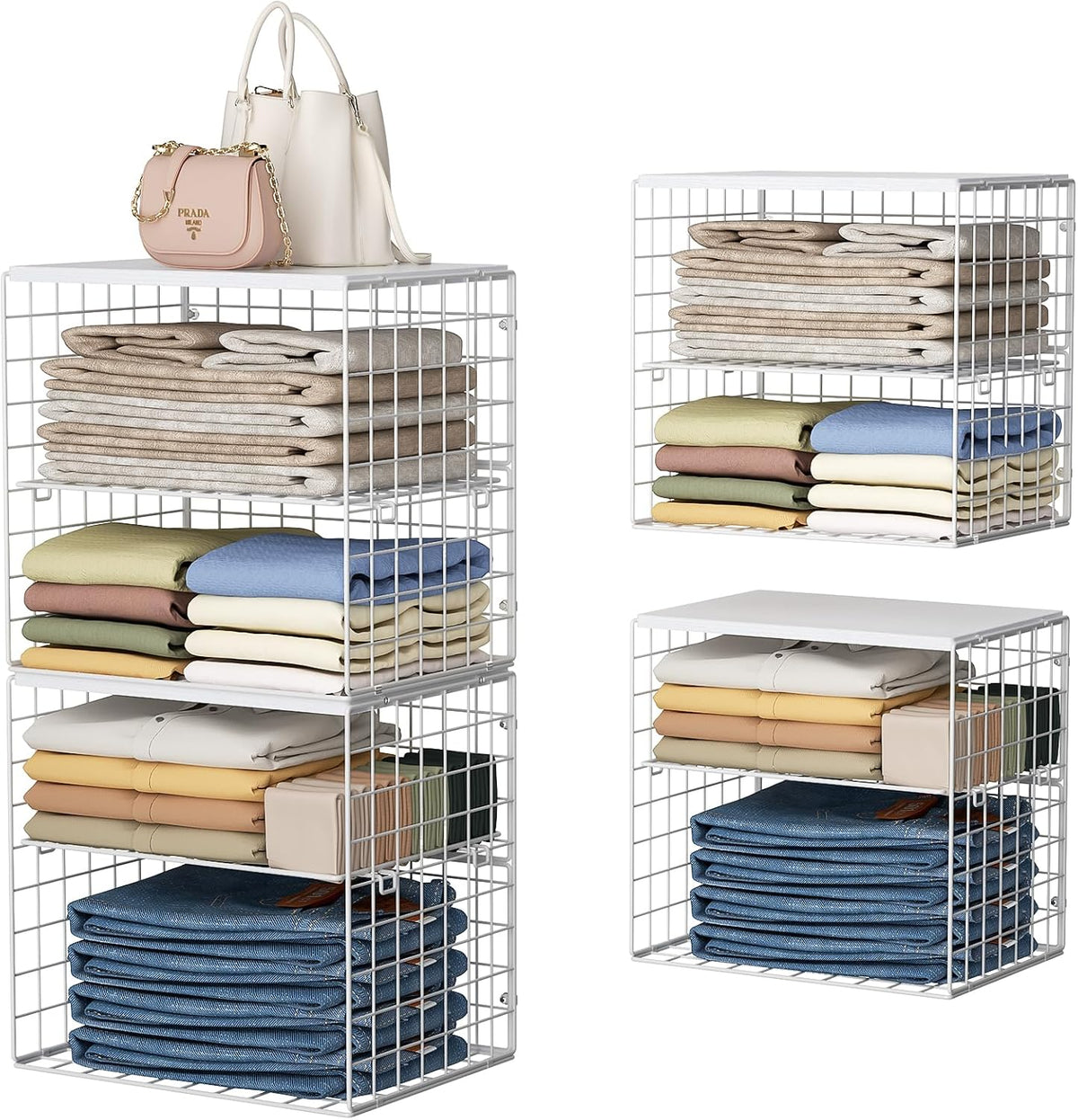 4-tier stackable closet organizers and storage shelves, closet, main product view