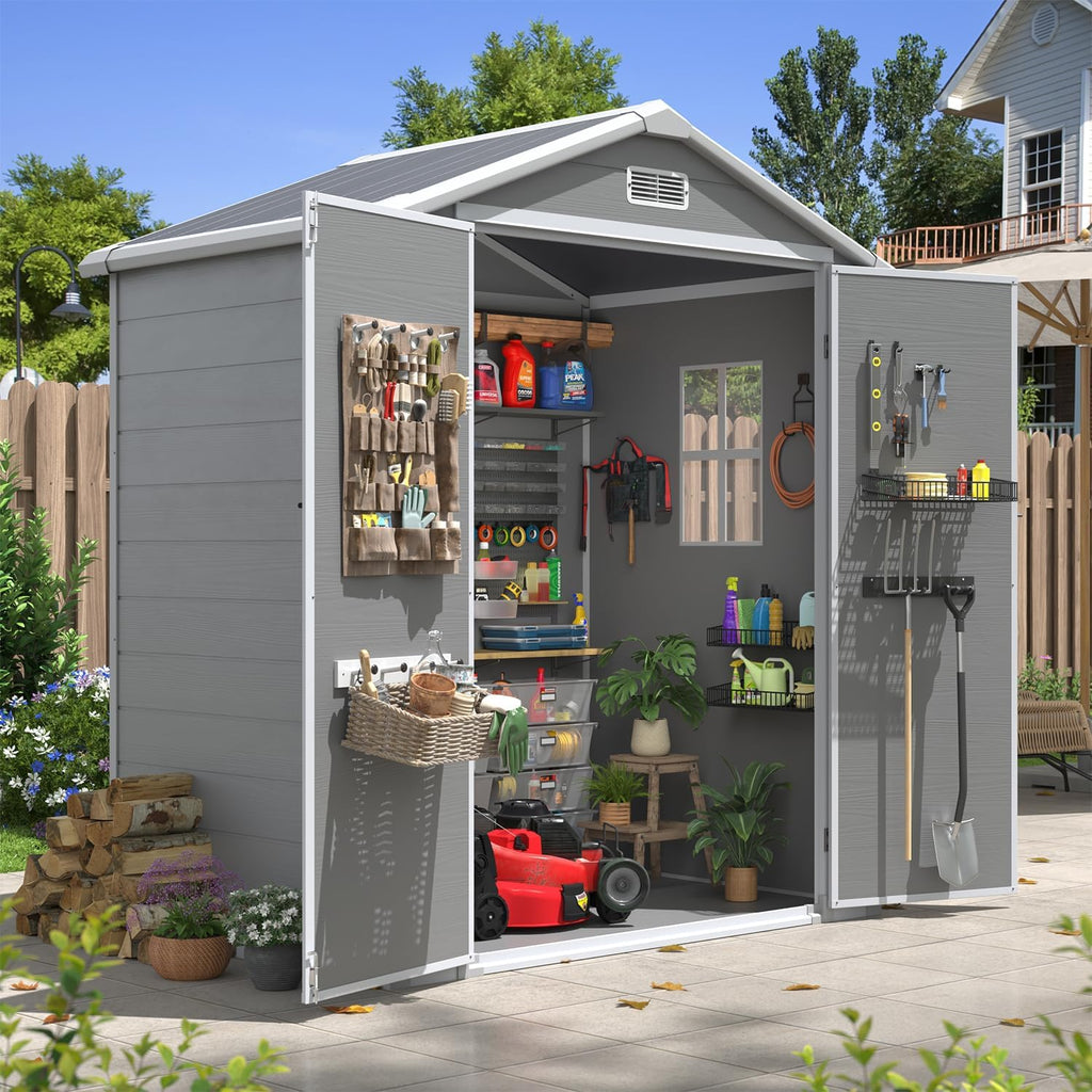 aoxun 6x4 ft outdoor storage shed, outdoor resin, main product view
