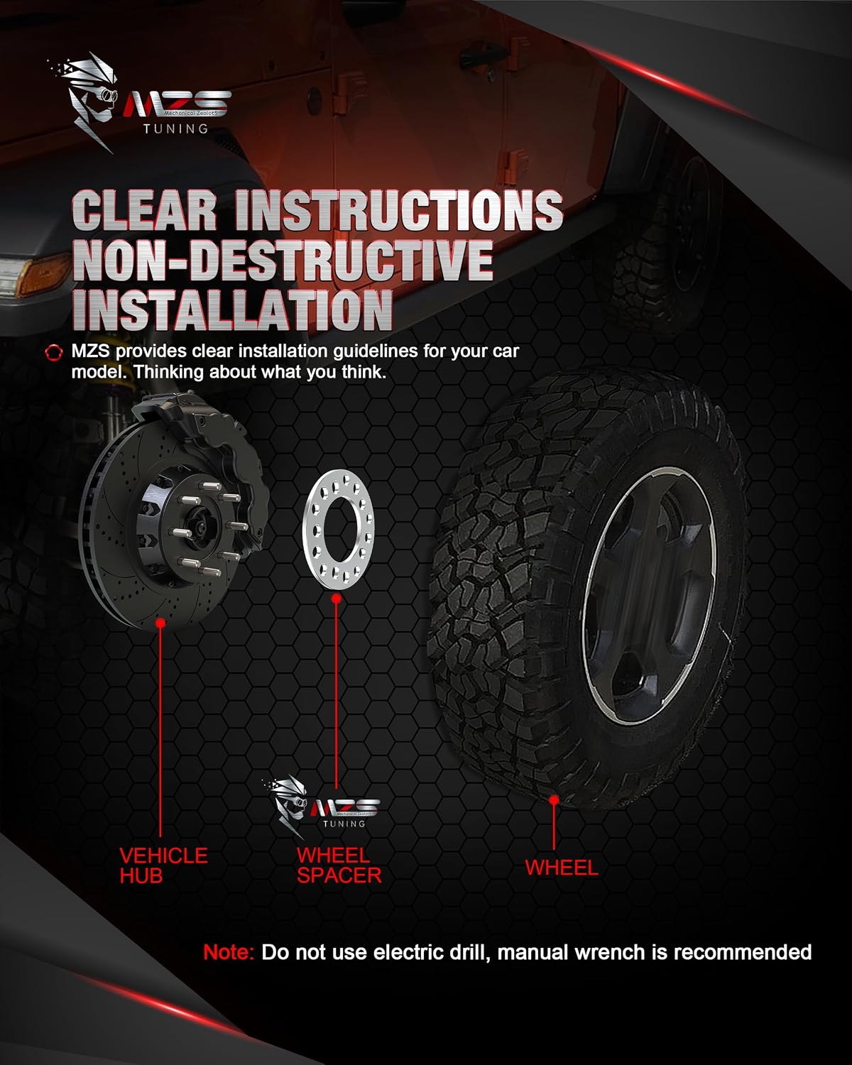 MZS 5x114.3 Wheel Spacers, 1/4" 6mm Thick 5x4.5 5x115 - M14x1.5 1/2" Thread Pitch Compatible with Wrangler TJ YJ/Cherokee/Explorer/Mustang/Ranger/Challenger/Model Y 2WD/4WD Fit 5 Lug
