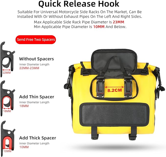 Rhinowalk Motorcycle Saddlebags, Waterproof Saddlebags, Quick Release 15L - Image 4