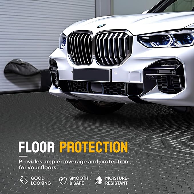 TUFFIOM 7.5 x 17 FT Garage Floor Mat, Thickened Diamond Plate PVC Garage Mats - Image 2