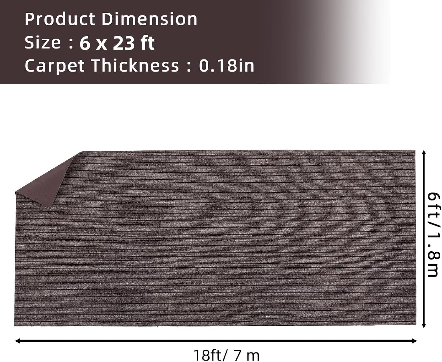 Marine Carpet Rolls,6 X 23 FT Indoor Outdoor Carpeting, 0.18" Thick Boat Carpet with Water-Proof TPE Backing，Non-Slide，Not Easily Scratched, Marine Rug Roll for Deck, Patio, Porch & Marine Use