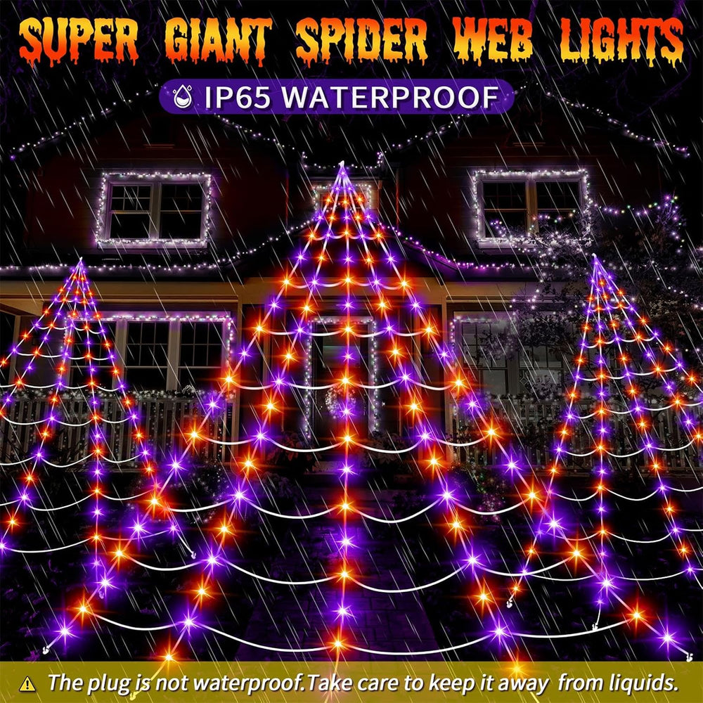 Halloween Decorations Outdoor, 200 LED Halloween Giant Spider Web Lights, 16....