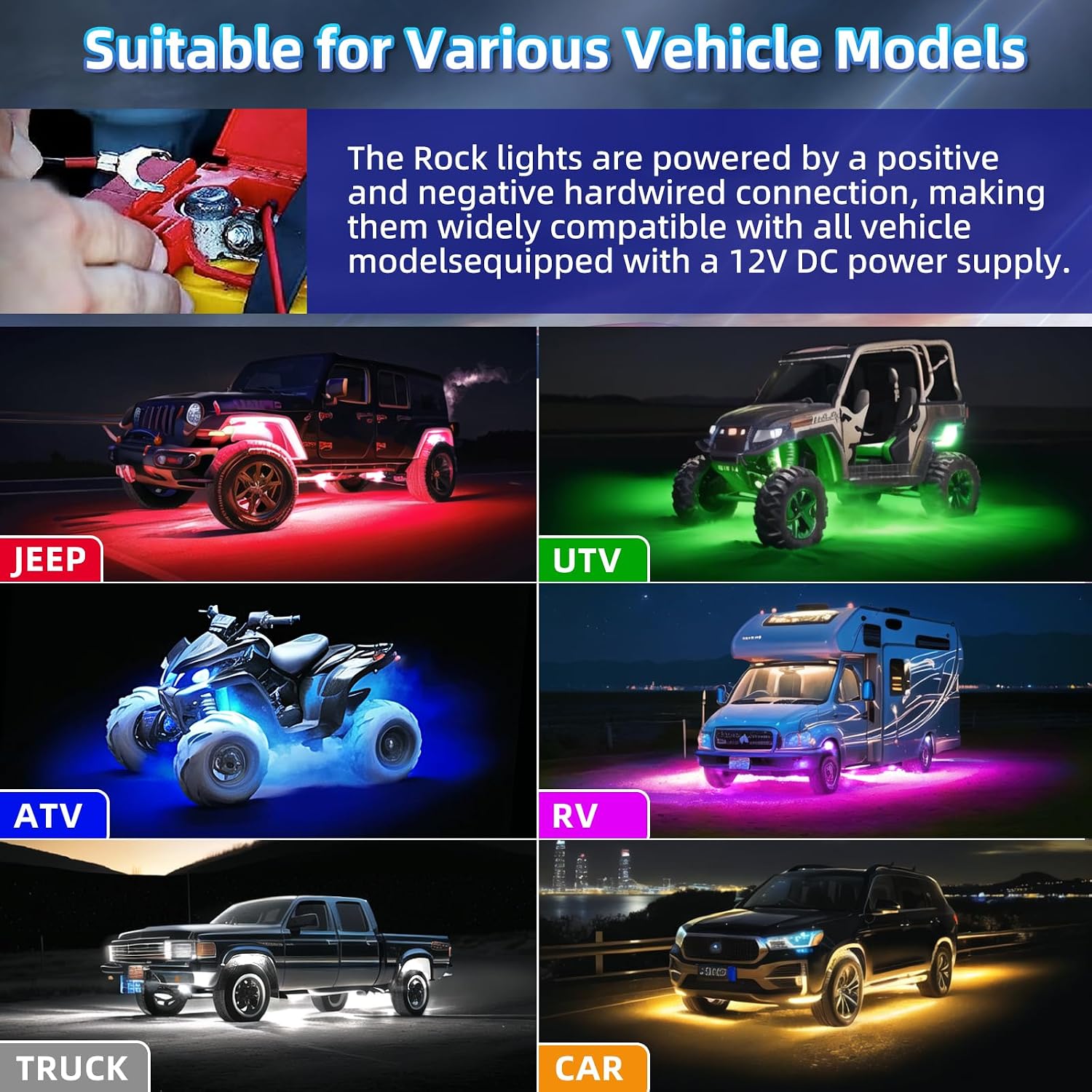 8Pods Full Angle RGB LED Rock Lights Kit with APP/RF Remote Control, Bright Underglow Lights with Brake Multicolor Neon Underbody Lights Waterproof 12V for Trucks Pickup Jeep Golf Cart SXS ATV