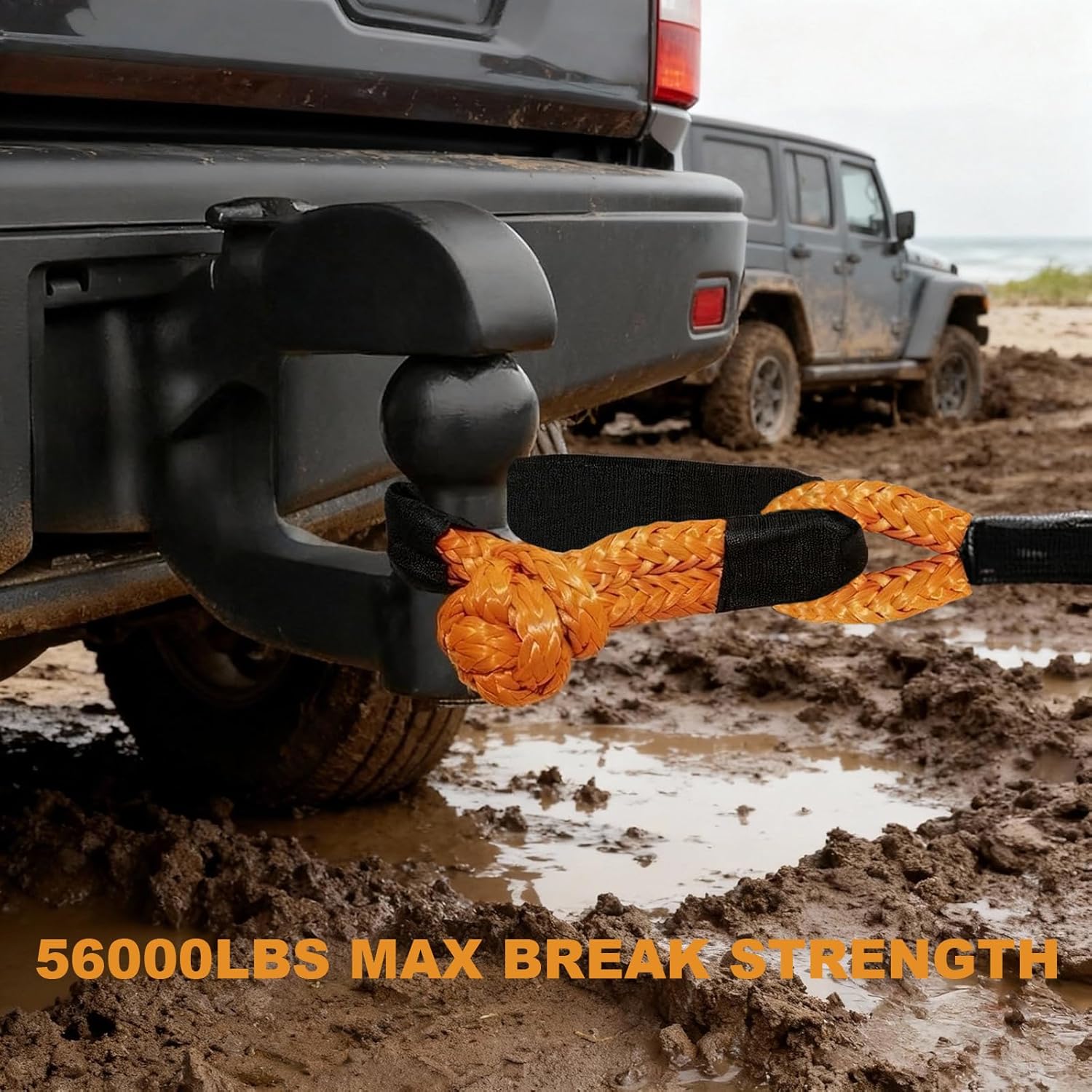Synthetic Soft Shackles Tow Recovery Kit, 1/2in x 22in, 2PCS | 56,000LBS Capacity, 1PC All-Metal Escape Hammer, For Truck SUV ATV UTV, Offroad Recovery